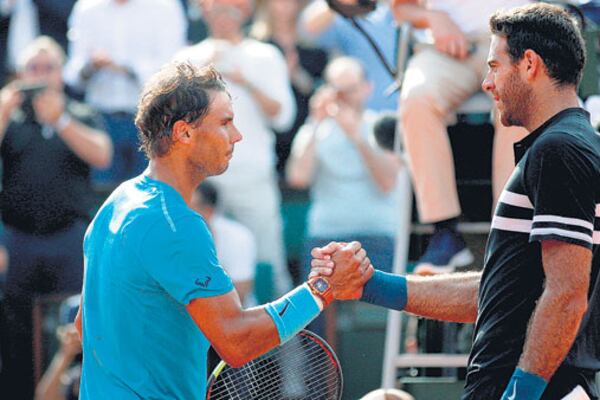 Del Potro, que será cuarto del mundo, dejó pasar seis set points en la primera manga frente a Nadal.