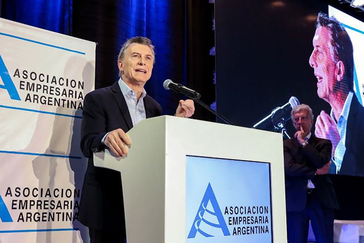El ex presidente Macri, en el último encuentro de AEA, en 2019