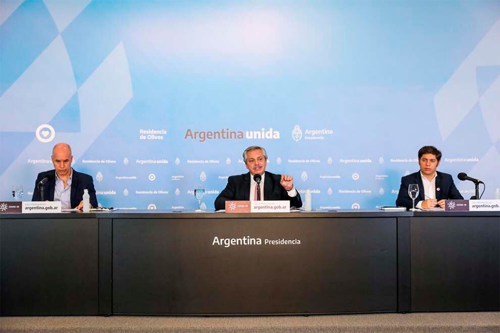 Horacio Rodríguez Larreta, Alberto Fernández y Axel Kicillof.