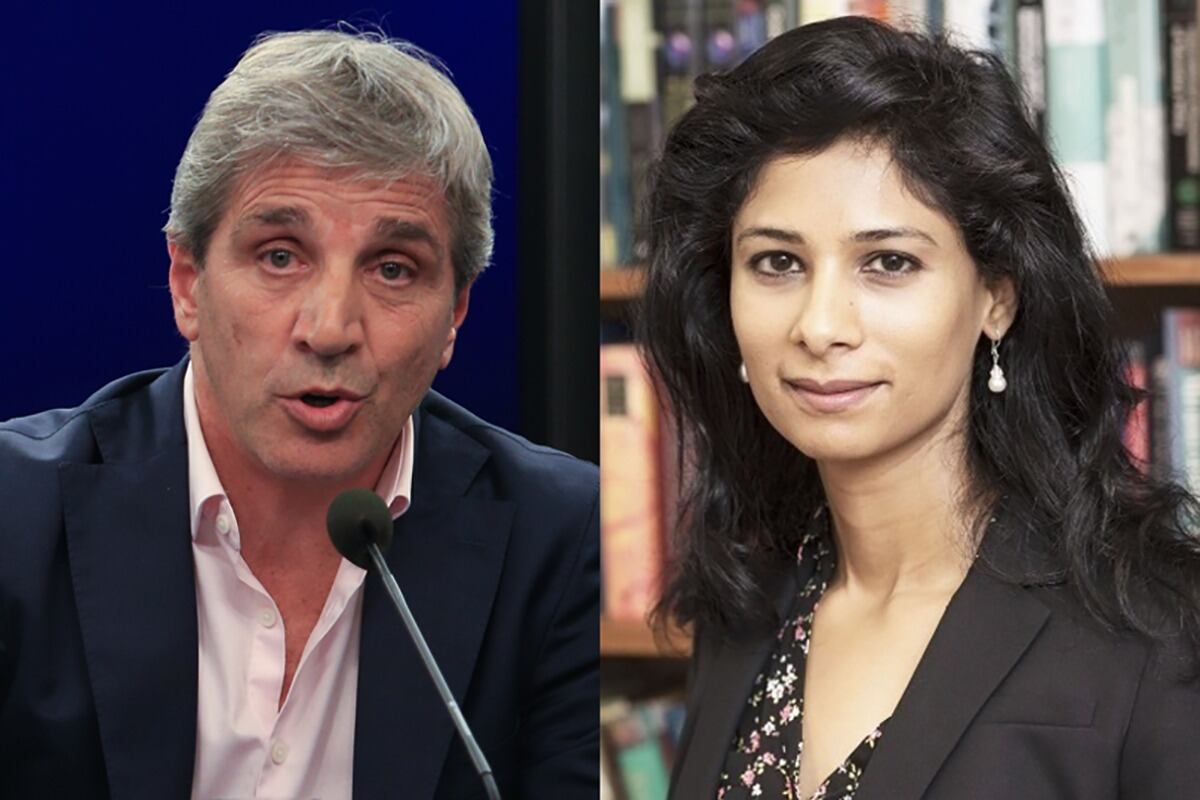 El ministro de Economía, Luis Caputo, y la número dos del FMI, Gita Gopinath.