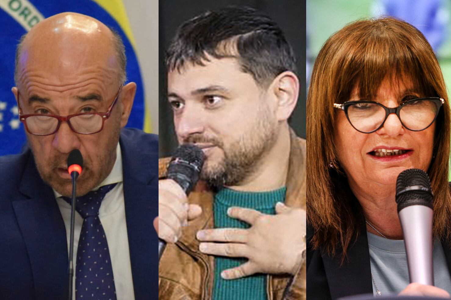 Oscar Laborde, Juan Grabois y Patricia Bullrich.