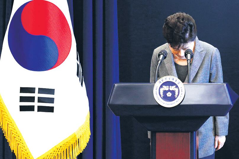 Park, aquí durante un discurso en noviembre del año pasado, fue destituìda ayer por un alto tribunal.