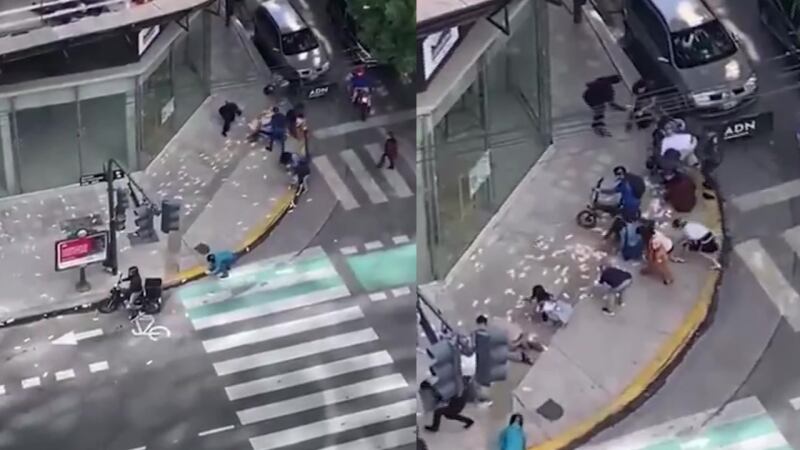 Desde lo alto llovieron billetes en el barrio de Belgrano