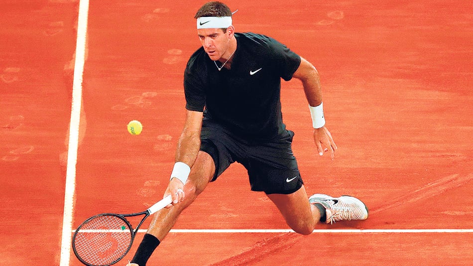 Juan Martín Del Potro ayer en la Caja Mágica de Madrid frente a Dzumhur.