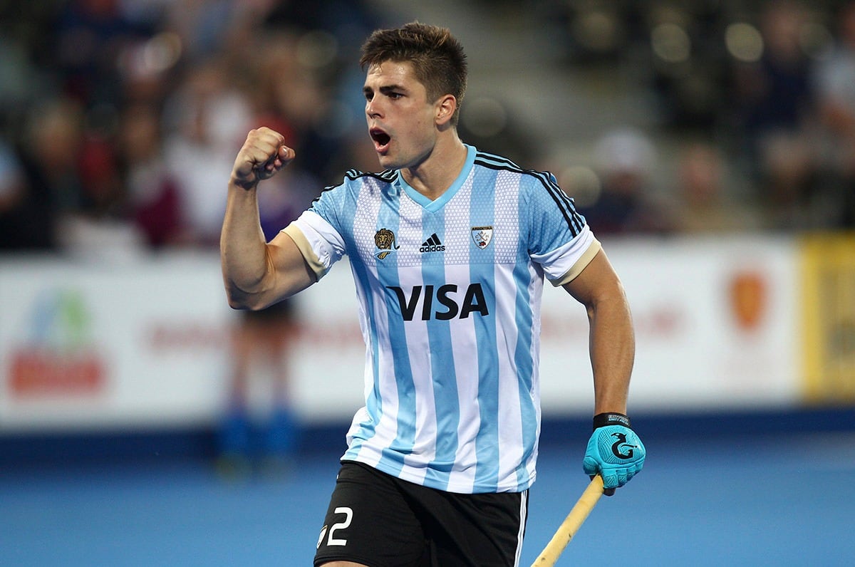 Gonzalo Peillat festejando un gol con la Selección Argentina. 