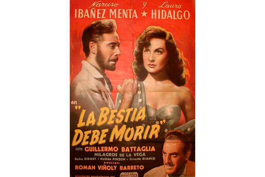 Narciso Ibáñez Menta y Laura Hidalgo en La bestia debe Morir (1952).
