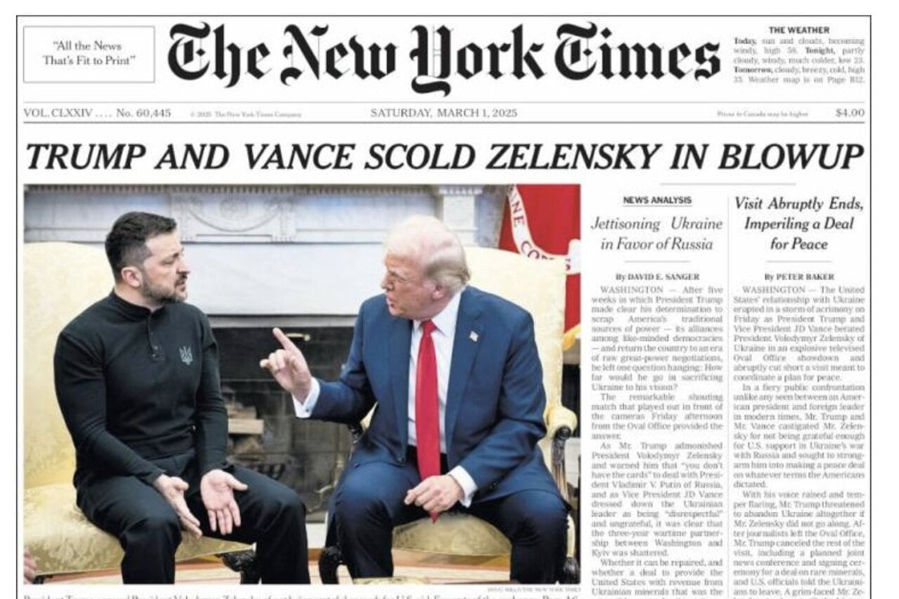 La portada del New York Times de este sábado, con el Criptogate en un lugar destacado.