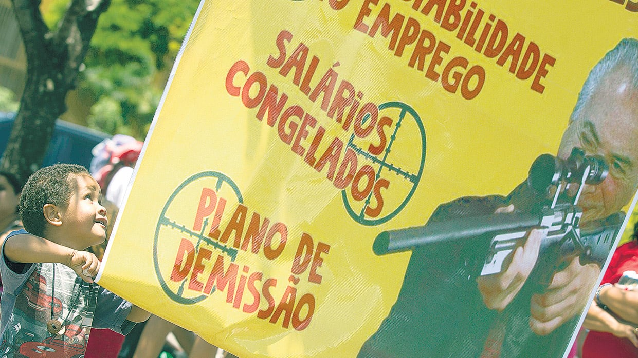 Protesta contra el proyecto de ley jubilatoria esta semana frente al Congreso en Brasilia.