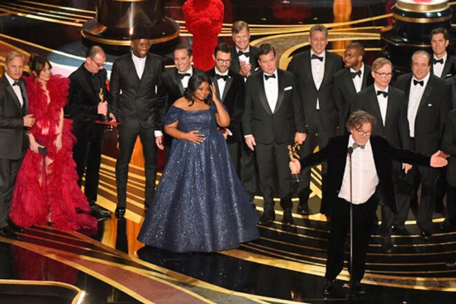 Director y elenco de Green Book, en el momento de los agradecimientos.