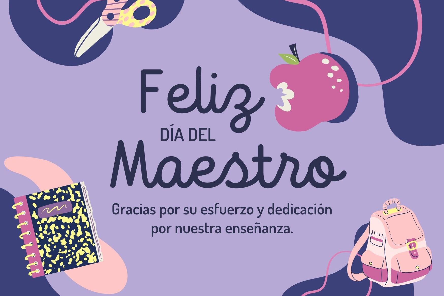 Una de las tantas plantillas que se pueden realizar en la plataforma Canva por el Día del Maestro 2022.