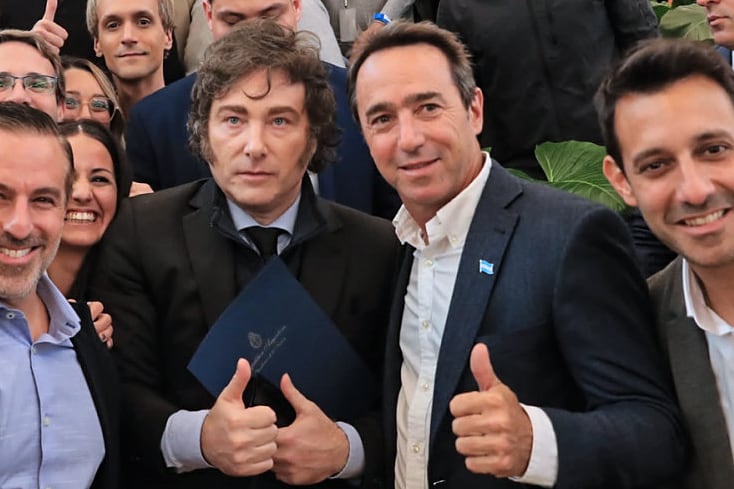 El Presidente junto a Marcos Galperín, uno de sus ceos militantes y ganadores del modelo