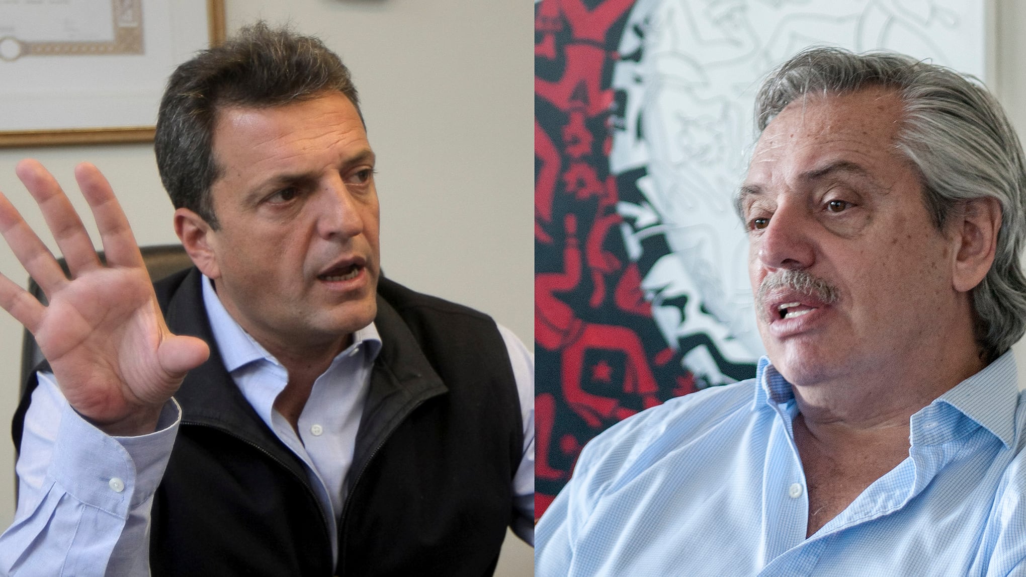 Alberto Fernández y Sergio Massa, precandidatos presidenciales opositores.