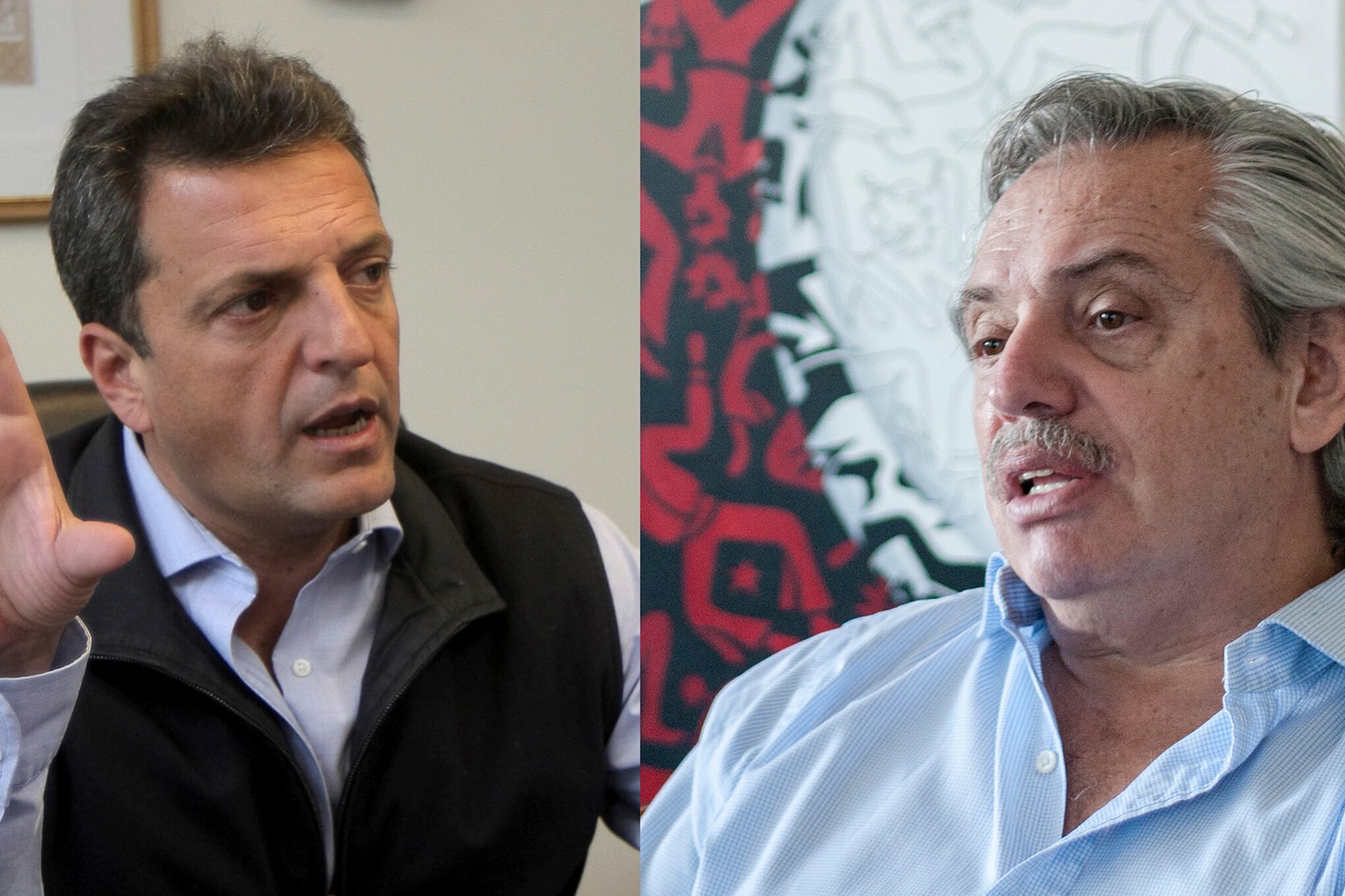 Alberto Fernández y Sergio Massa, precandidatos presidenciales opositores.