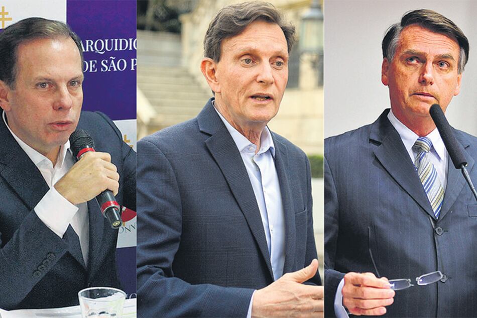 Joao Doria, Marcelo Crivella y Jair Bolsonaro.