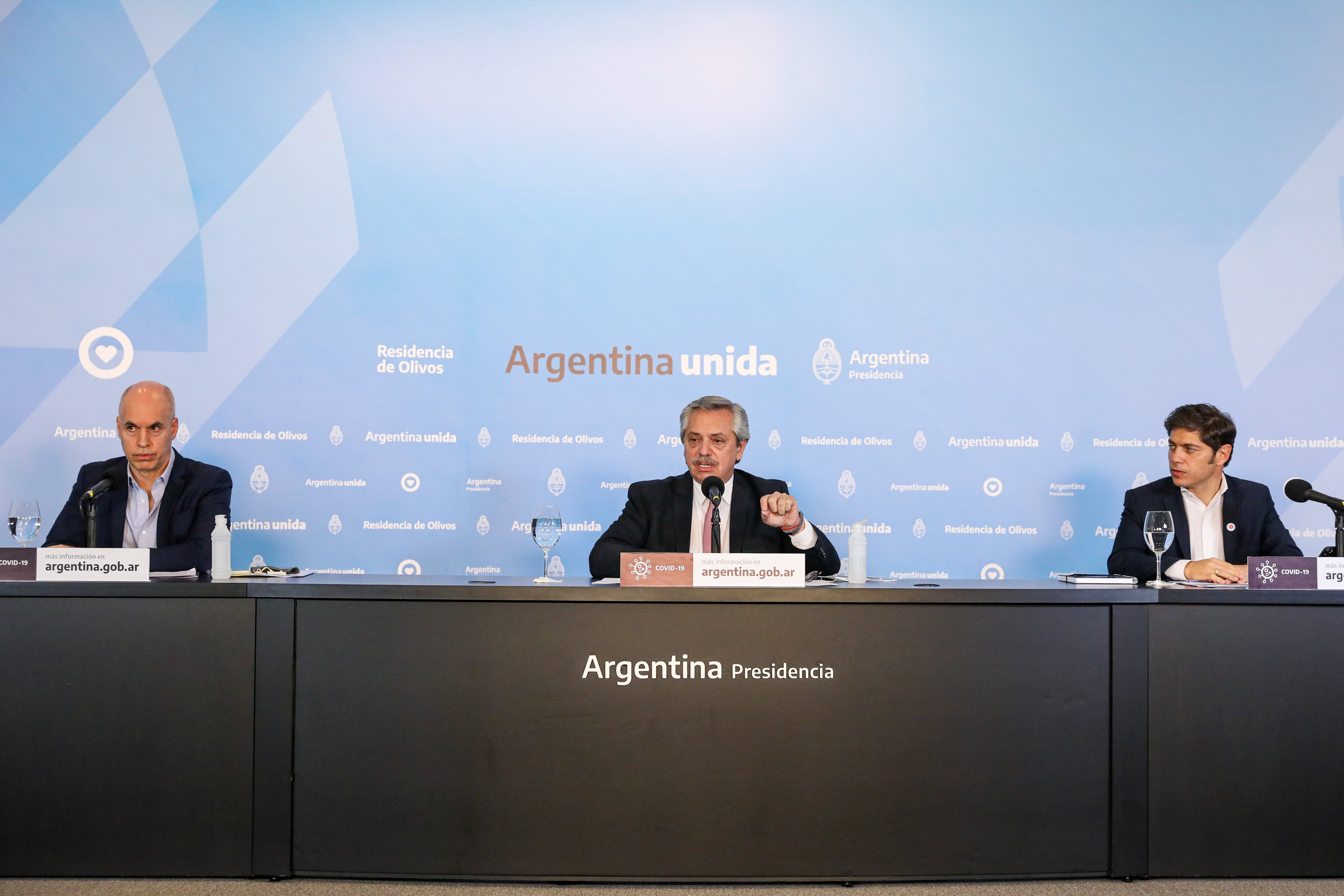 Alberto Fernández volvió a compartir escena con Rodríguez Larreta y Kicillof.