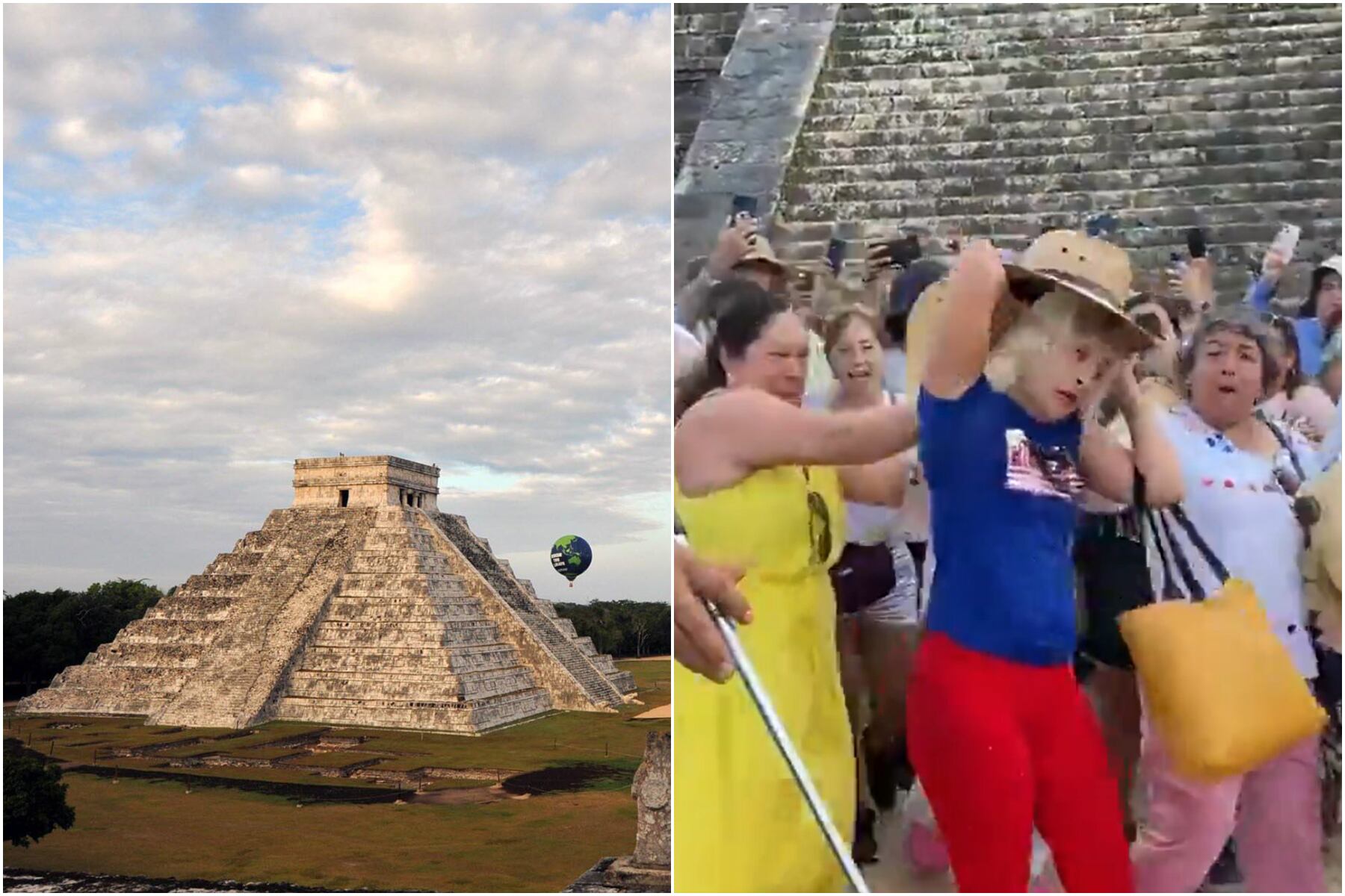 Una mujer rompió las reglas de preservación arqueológicas de México y subió las escalinatas del templo de Chichén Itzá, acción que está prohibida.