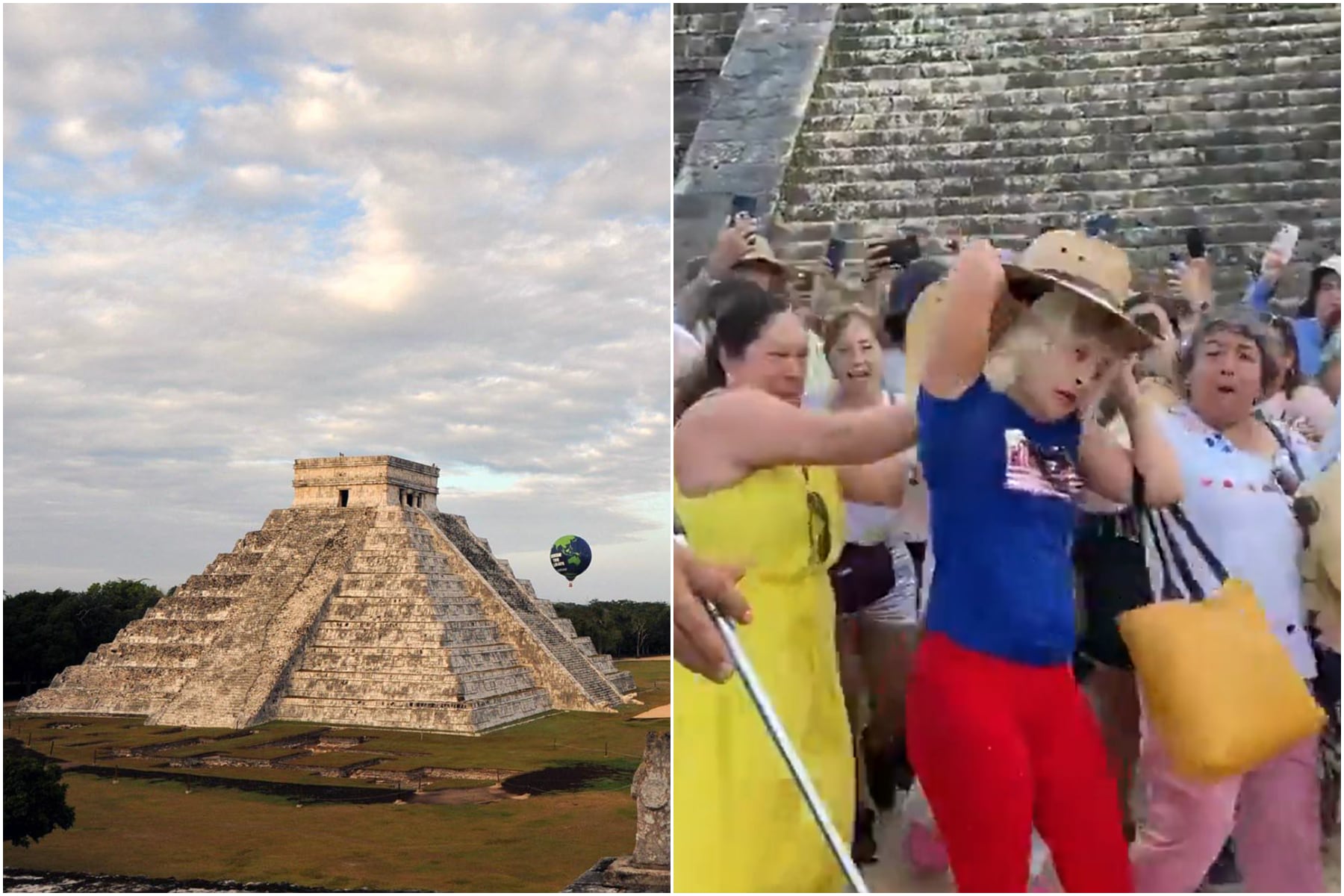 Una mujer rompió las reglas de preservación arqueológicas de México y subió las escalinatas del templo de Chichén Itzá, acción que está prohibida.