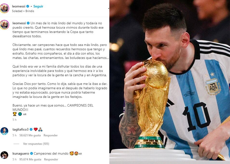 Messi, la Copa y el posteo, con comentarios de Tagliafico y Agüero