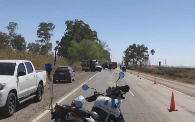 La policía mendocina cortó la circulación en la ruta tras el accidente. 
