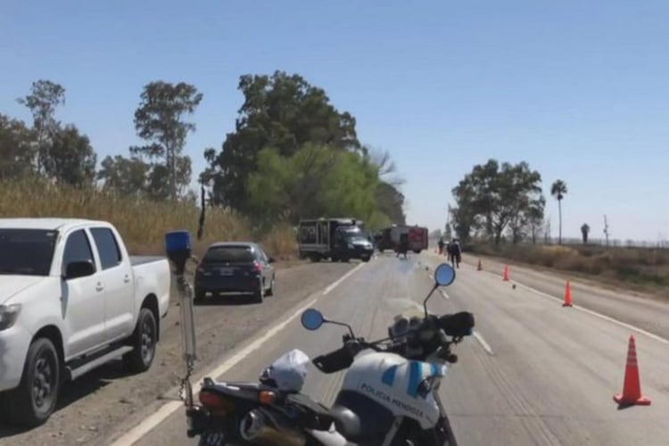 La policía mendocina cortó la circulación en la ruta tras el accidente.