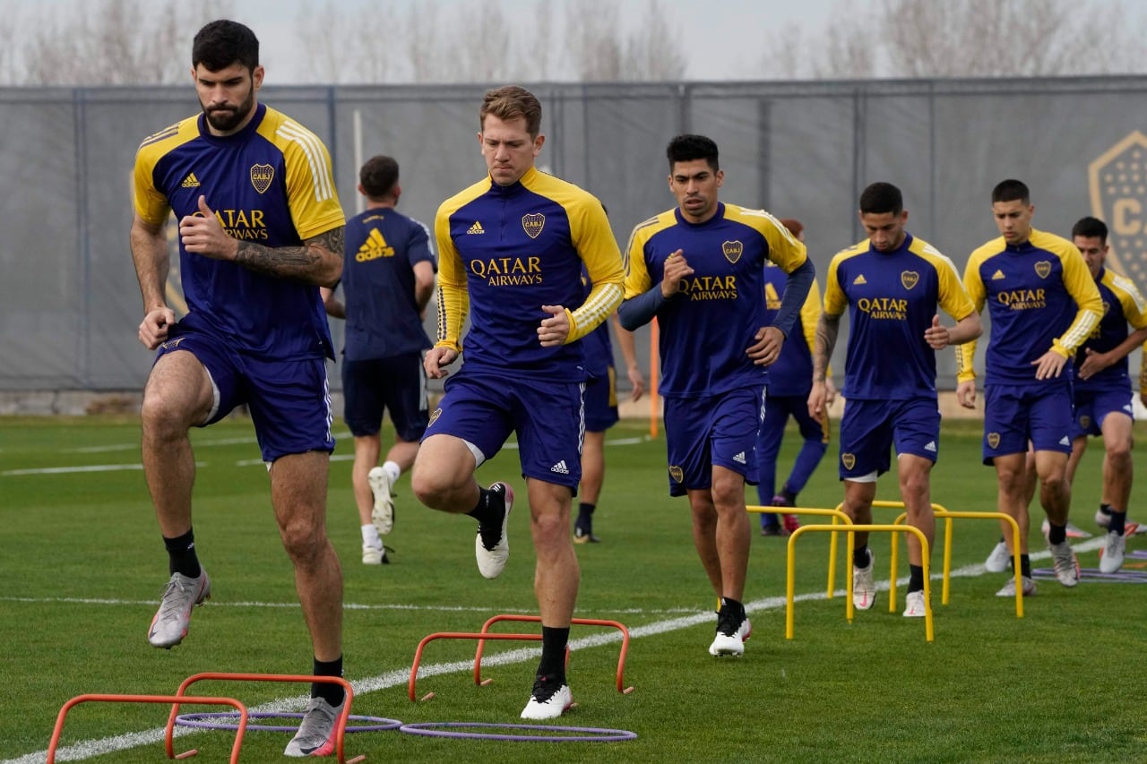 Los jugadores durante el entrenamiento
