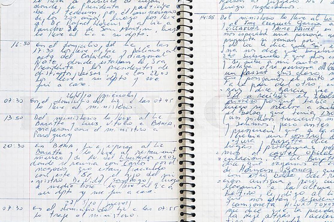 Los peritos de los cuadernos encontraron alrededor de 1500 tachaduras, cambios, enmiendas y correcciones hechas con otra letra.