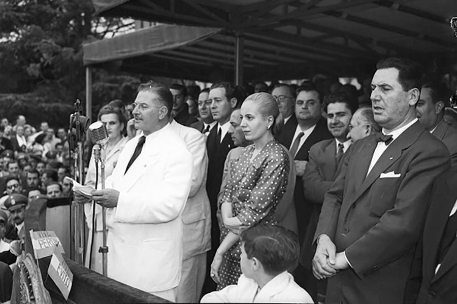 Domingo Mercante junto a Evita y Perón