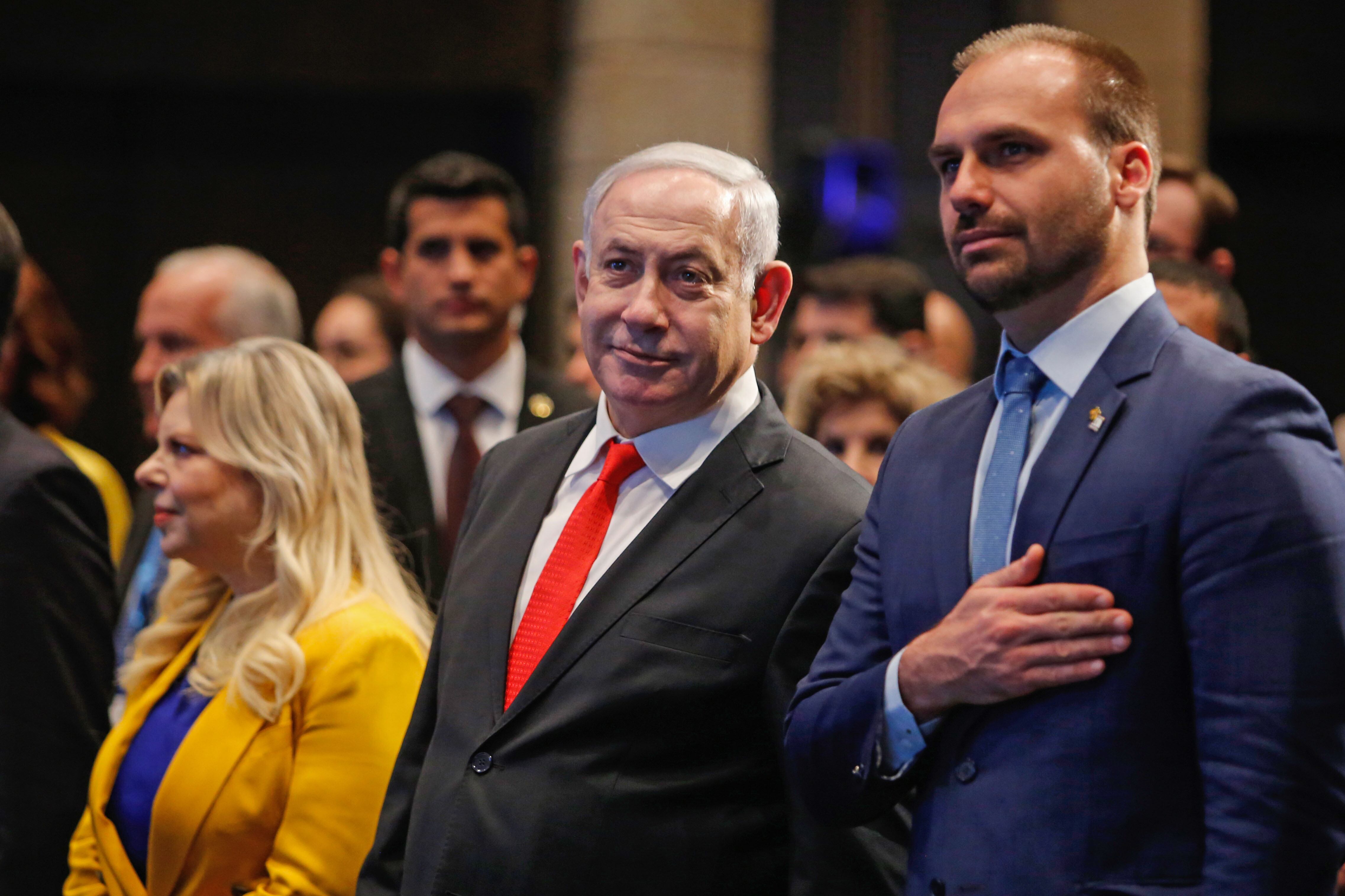 Netanyahu recibió en Jerusalén a Eduardo Bolsonaro. 