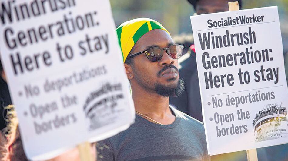 Protesta por el trato del gobierno a la generación Windrush la semana pasada en Londres.
