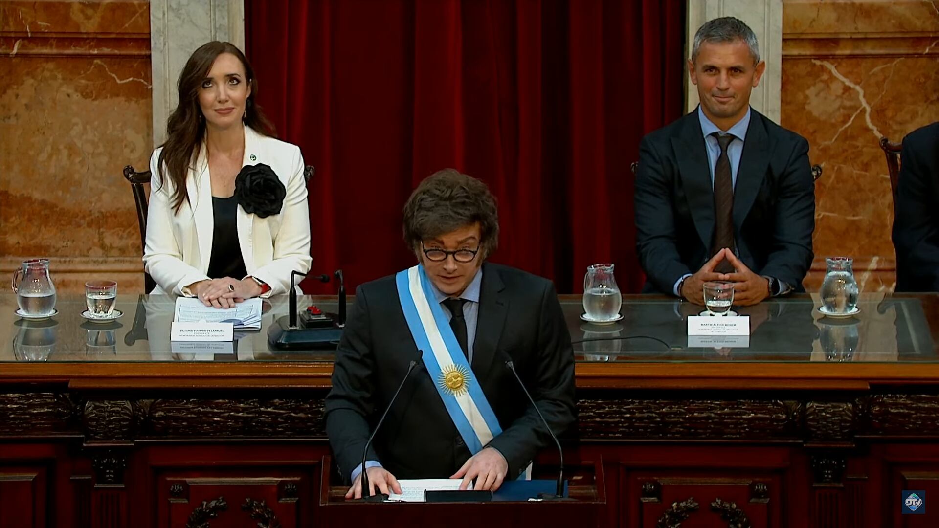 Milei, secundado por Villarruel y Martín Menem