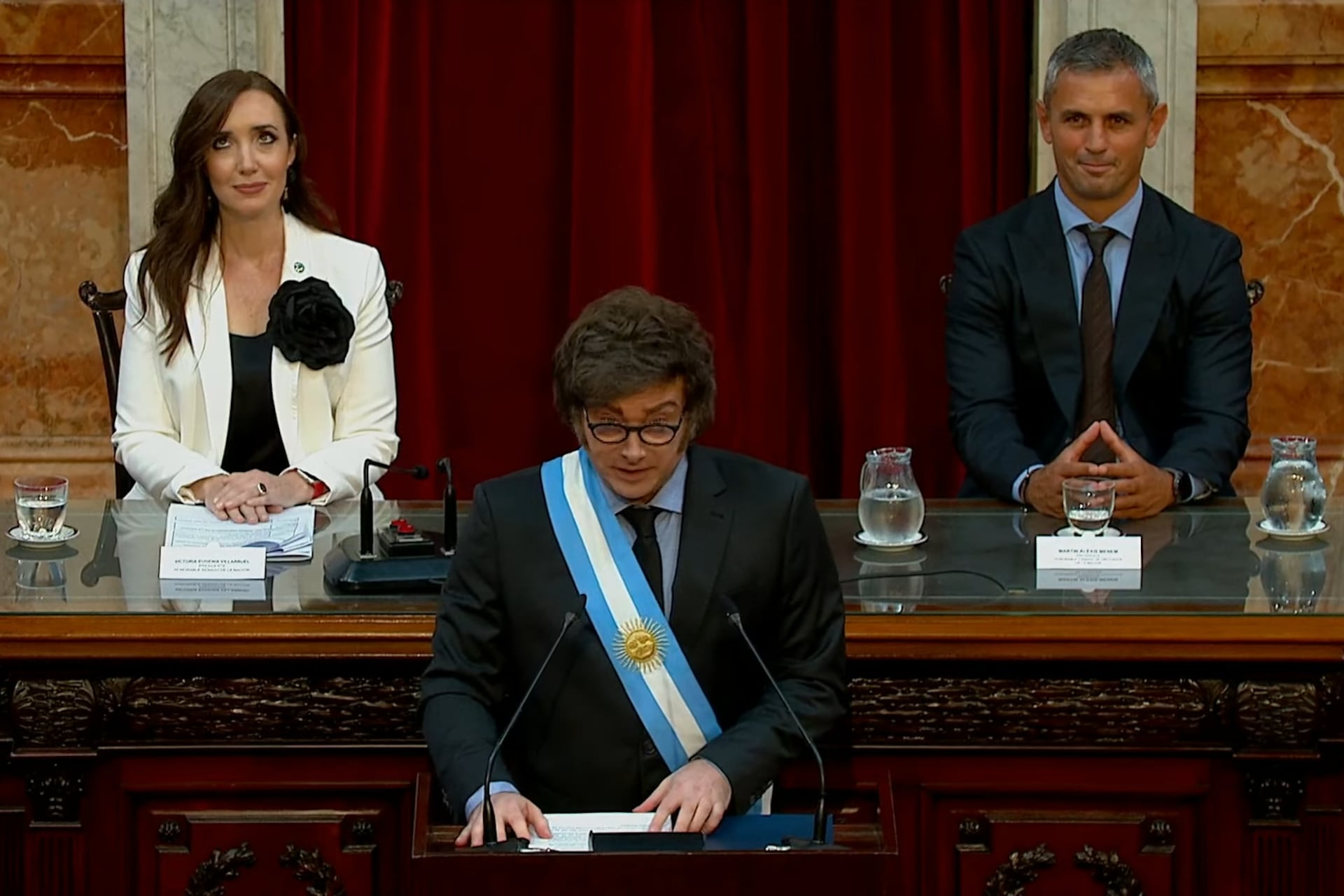 Milei, secundado por Villarruel y Martín Menem