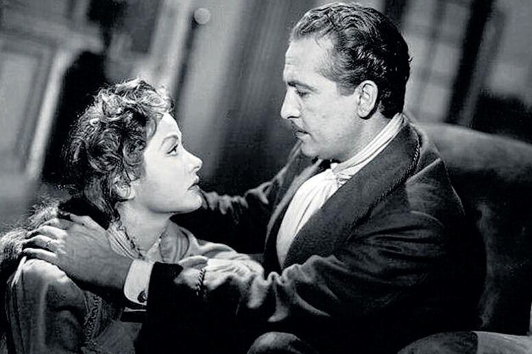 Hugo del Carril junto a Laura Hidalgo en "Más allá del olvido". 