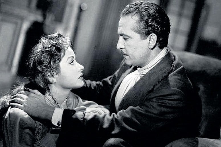 Hugo del Carril junto a Laura Hidalgo en "Más allá del olvido".