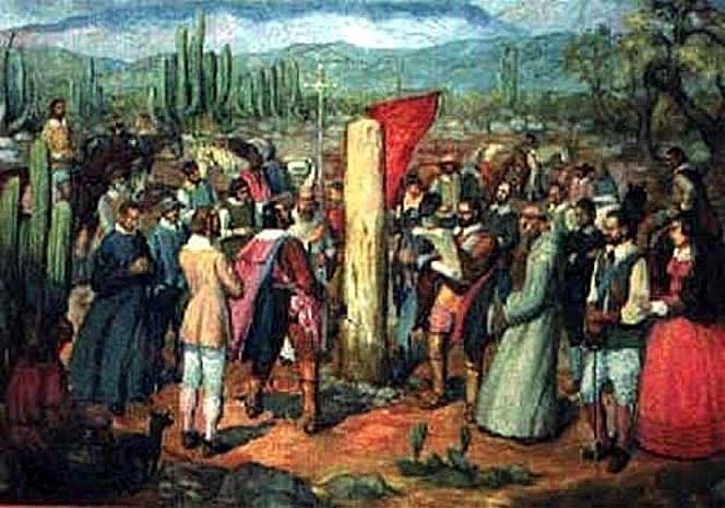 Óleo de la fundación de la ciudad de San Fernando de Valle de Catamarca, de Luis Varela Lezana.  
