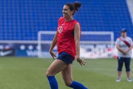 Morgan sonríe durante un entrenamiento.