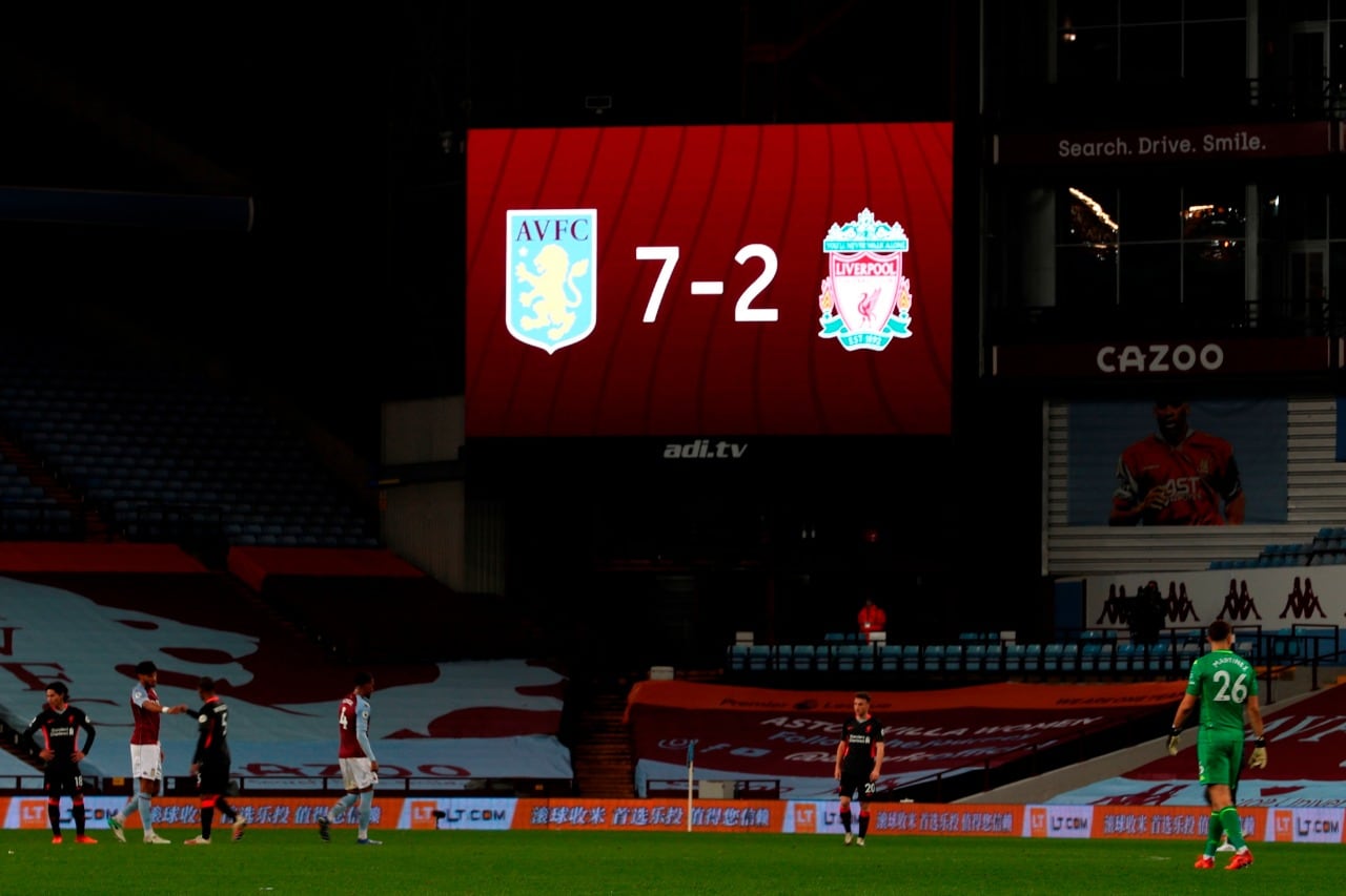 El resultado entre Aston Villa y Liverpool el domingo último.