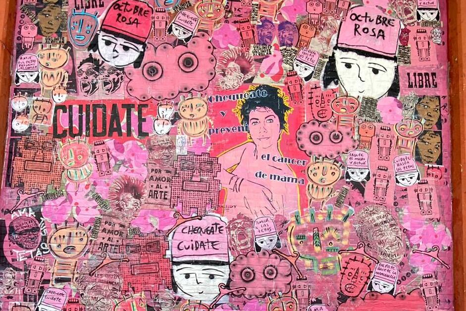 En una pared ubicada en Avenida Dorrego al 1700 se pintó el primer mural artístico-callejero que busca concientizar sobre el cáncer de mama.