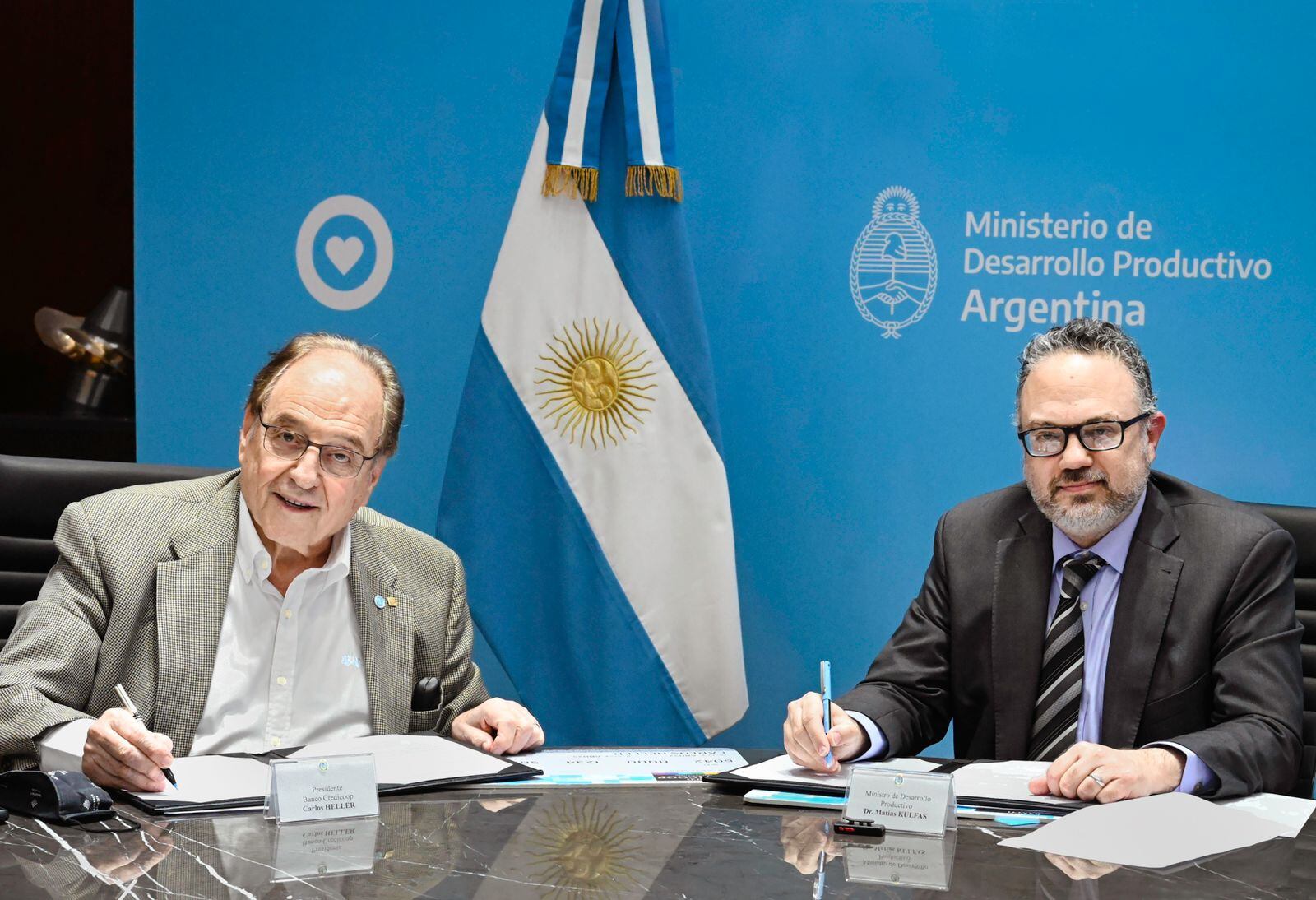 Carlos Heller junto al ministro Matías Kulfas.