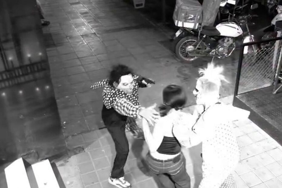 Una toma de video del secuestro ficcionalizado.