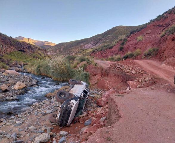 La foto con la que Nolasco ilustró su queja por la rotura de la ruta nacional. 
