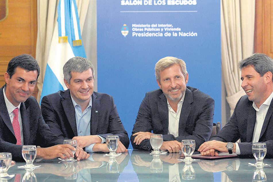 Juan Manuel Urtubey, Marcos Peña, Rogelio Frigerio y Sergio Uñac, con necesidades mutuas.