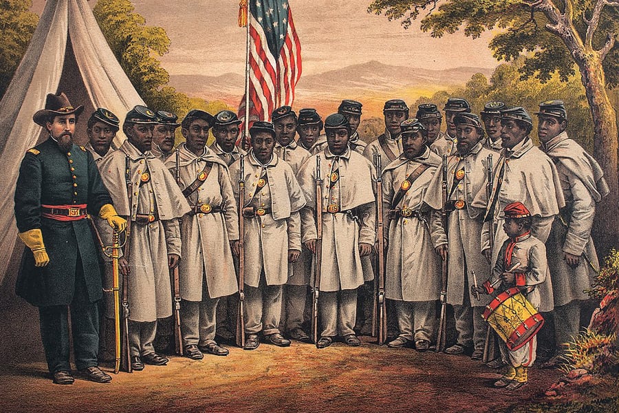 "Venid y uníos a nosotros, hermanos", cartel de 1865 convocando a soldados negros. Cuando la promesa de libertad se jugaba en el frente.