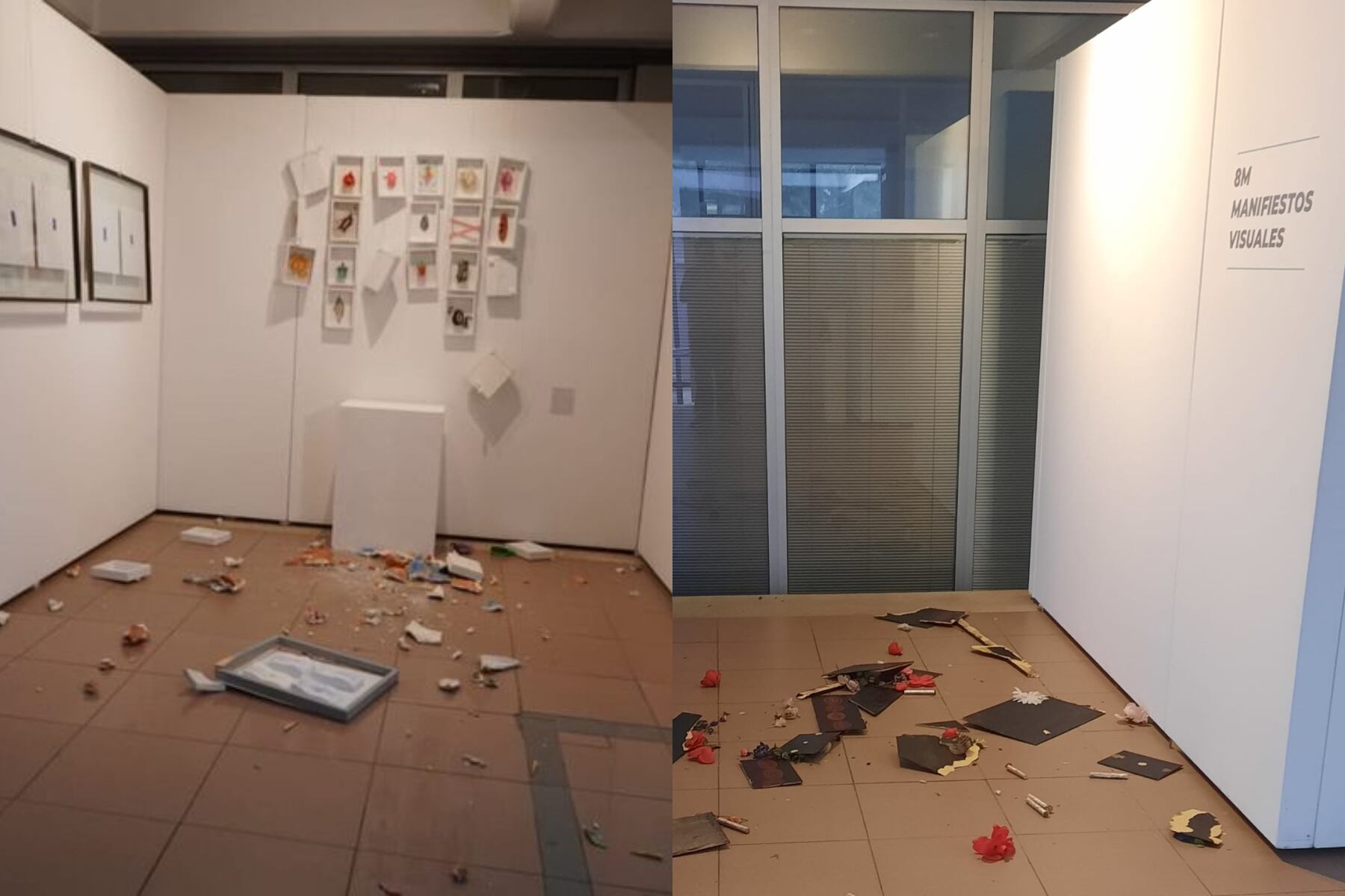 Una de las obras que desató la polémica fue la de un cristo crucificado representado como una mujer y con una cabeza de burro.