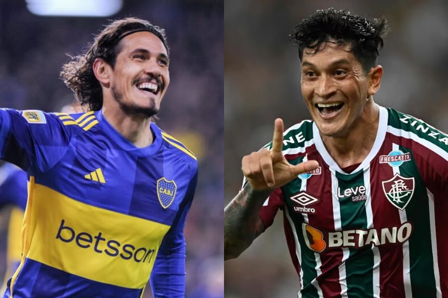 Edinson Cavani y Germán Cano. 