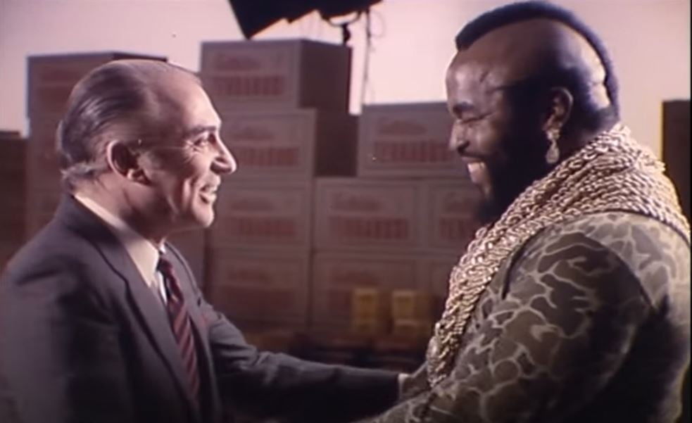  La publicidad de Cacho Fontana con Mr. T se grabó en 1986. (Imagen: Captura de video). 