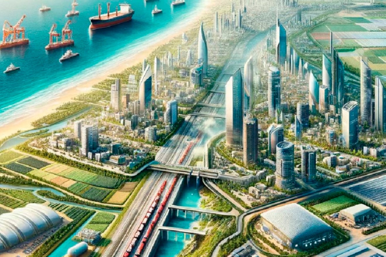 Un render hecho con IA de la supuesta Riviera de Gaza.