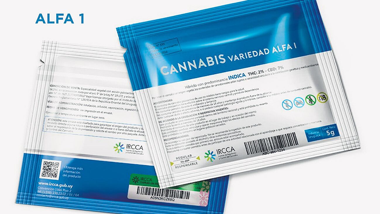 La marihuana se venderá en envases de cinco gramos en los que figuran las advertencias sanitarias y las recomendaciones de uso.