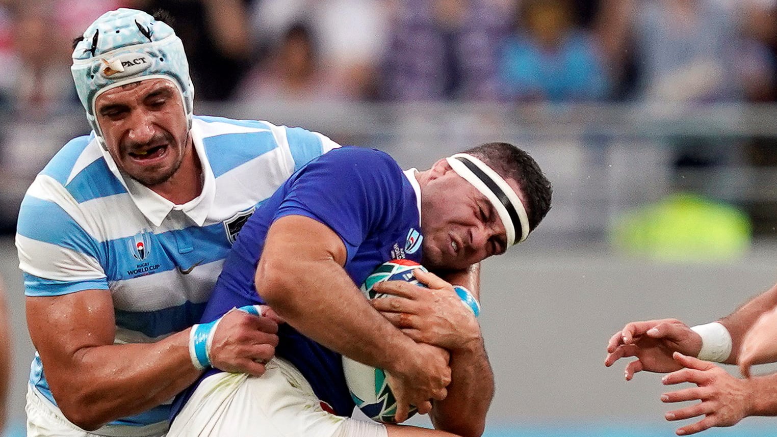 Tomás Lavanini en acción vs. Francia.