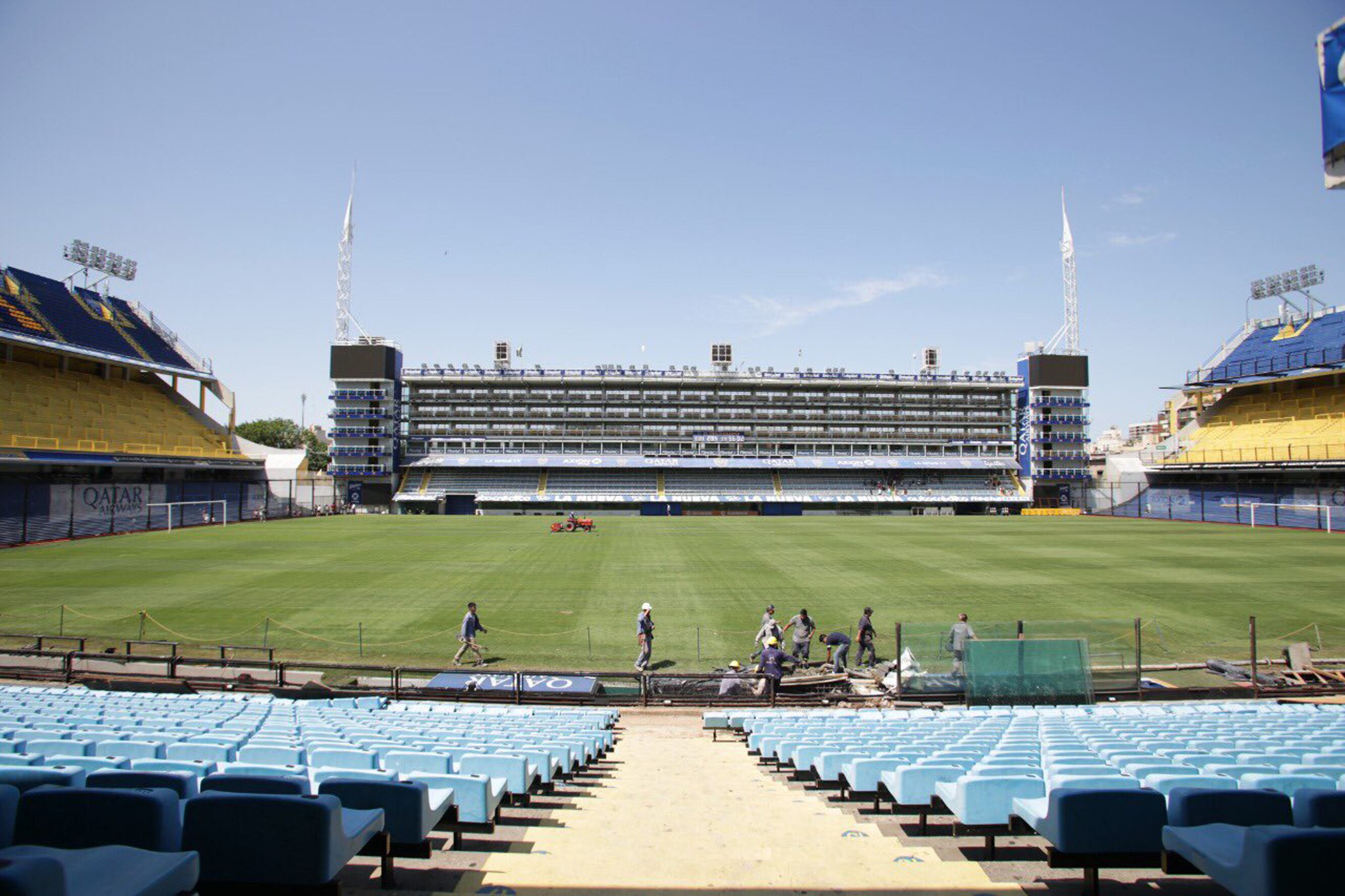 Así se ve el campo de juego sin los vidrios.