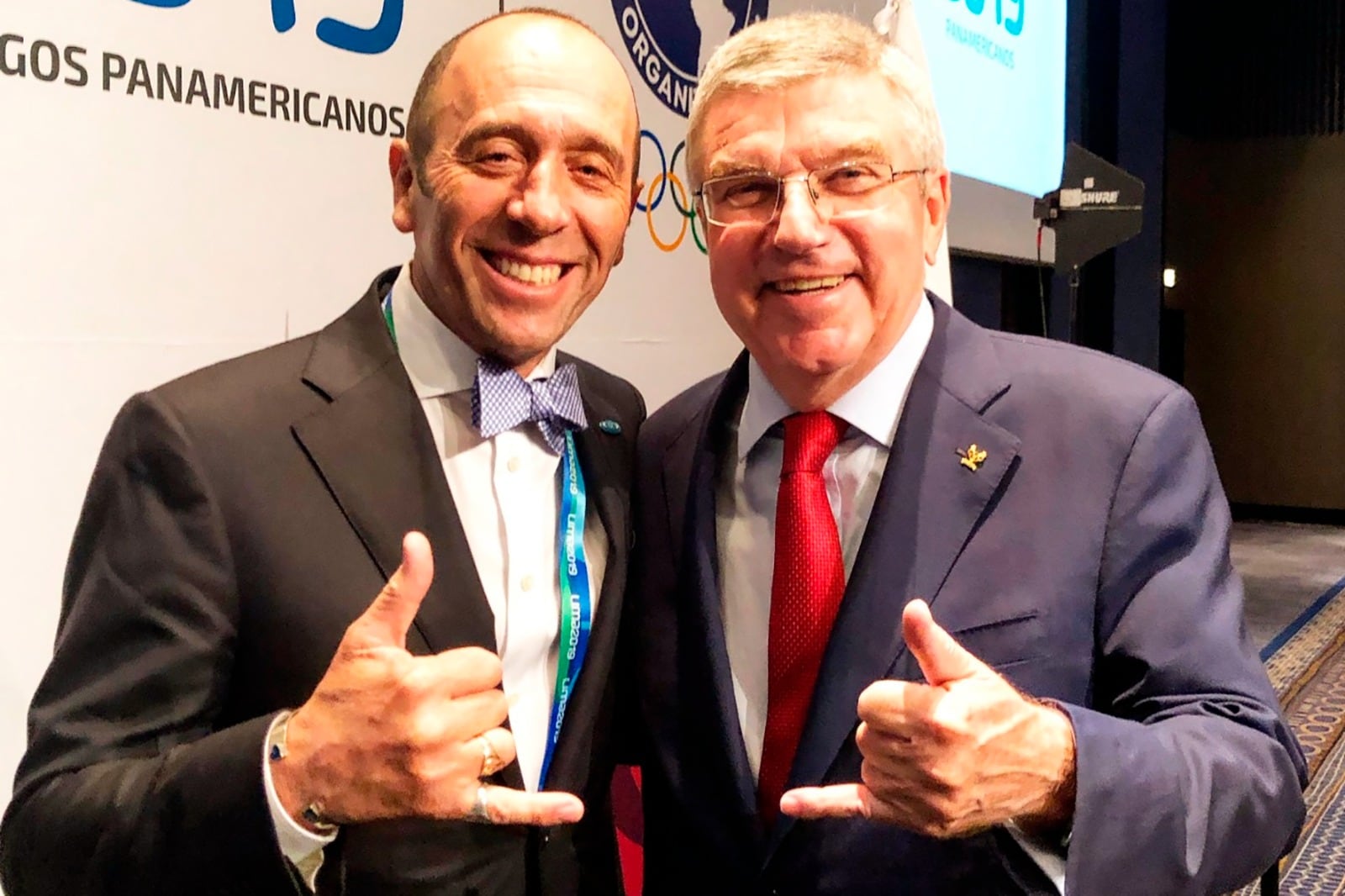 Aguerre con el alemán Bach, presidente del Comité Internacional